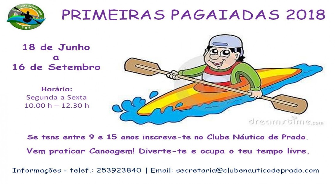 Um verão divertido e sadio com as ‘Primeiras Pagaiadas 2018’ do CN Prado!